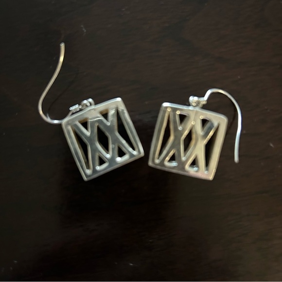 Jewelry - Sterling Silver Square Artisan Drop Earrings